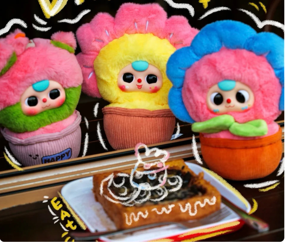 Baby Three A Pot of Little Flowers Plush Dolls