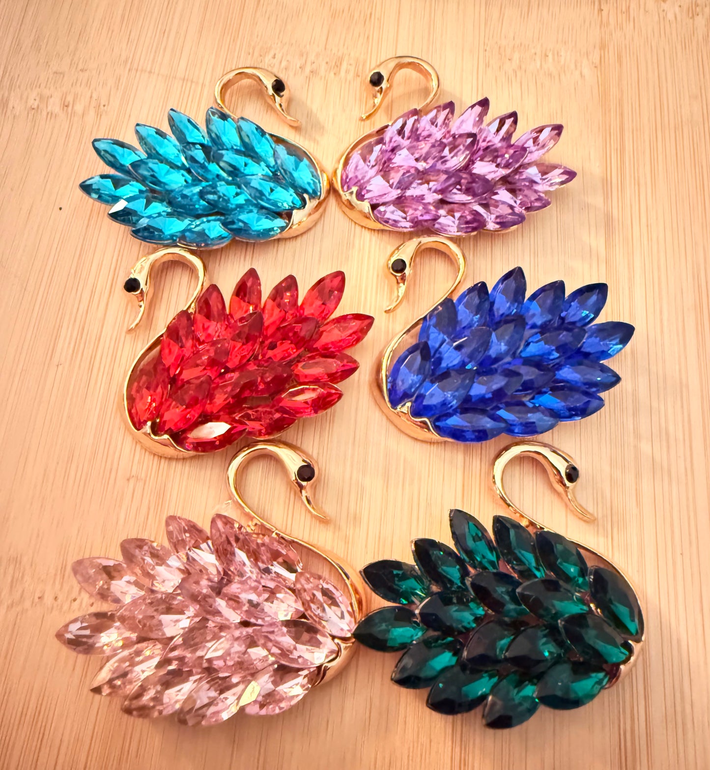 Gold Crystal Swan Charms